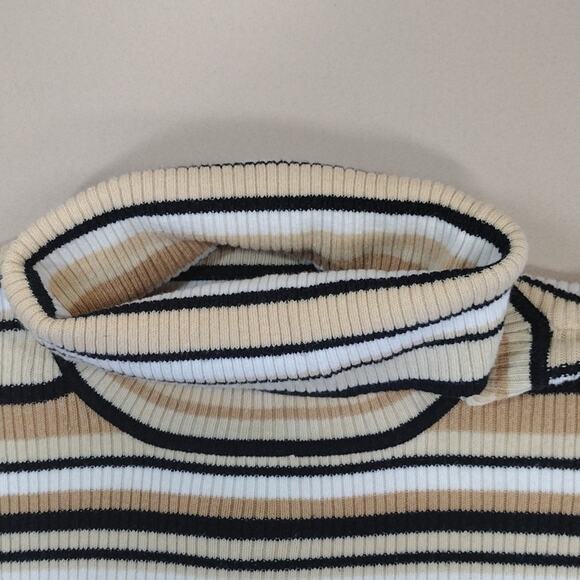 Worthington Turtle Neck Winter Formal Stripes Long Sleeve Stretchy Cotton Shirt - Picture 12 of 13